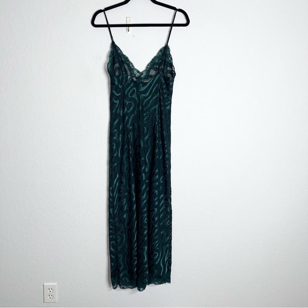 Victoria Secret Slip Medium Vintage Chemise lingerie Sheer Green Midi Lace b20